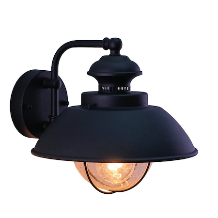 Vaxcel Harwich 1 Light Black Coastal Barn Dome Outdoor Wall Lantern Clear Glass OW21501TB